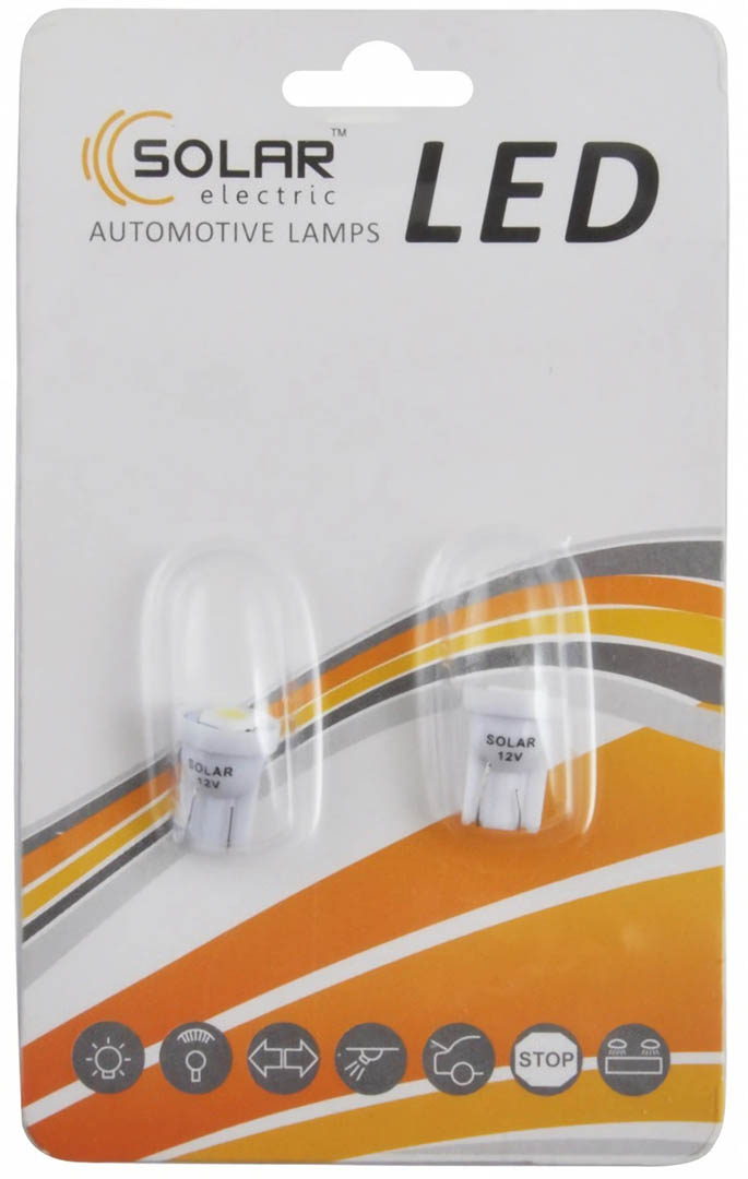 Автолампа Solar LED 12V T10 W2.1x9.5d 1smd 5050 white 2 шт. (LS245_B2)