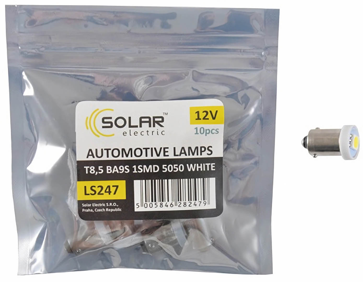 Автолампа Solar LED 12V T8.5 BA9s 1smd 5050 white 10 шт. (LS247_P)