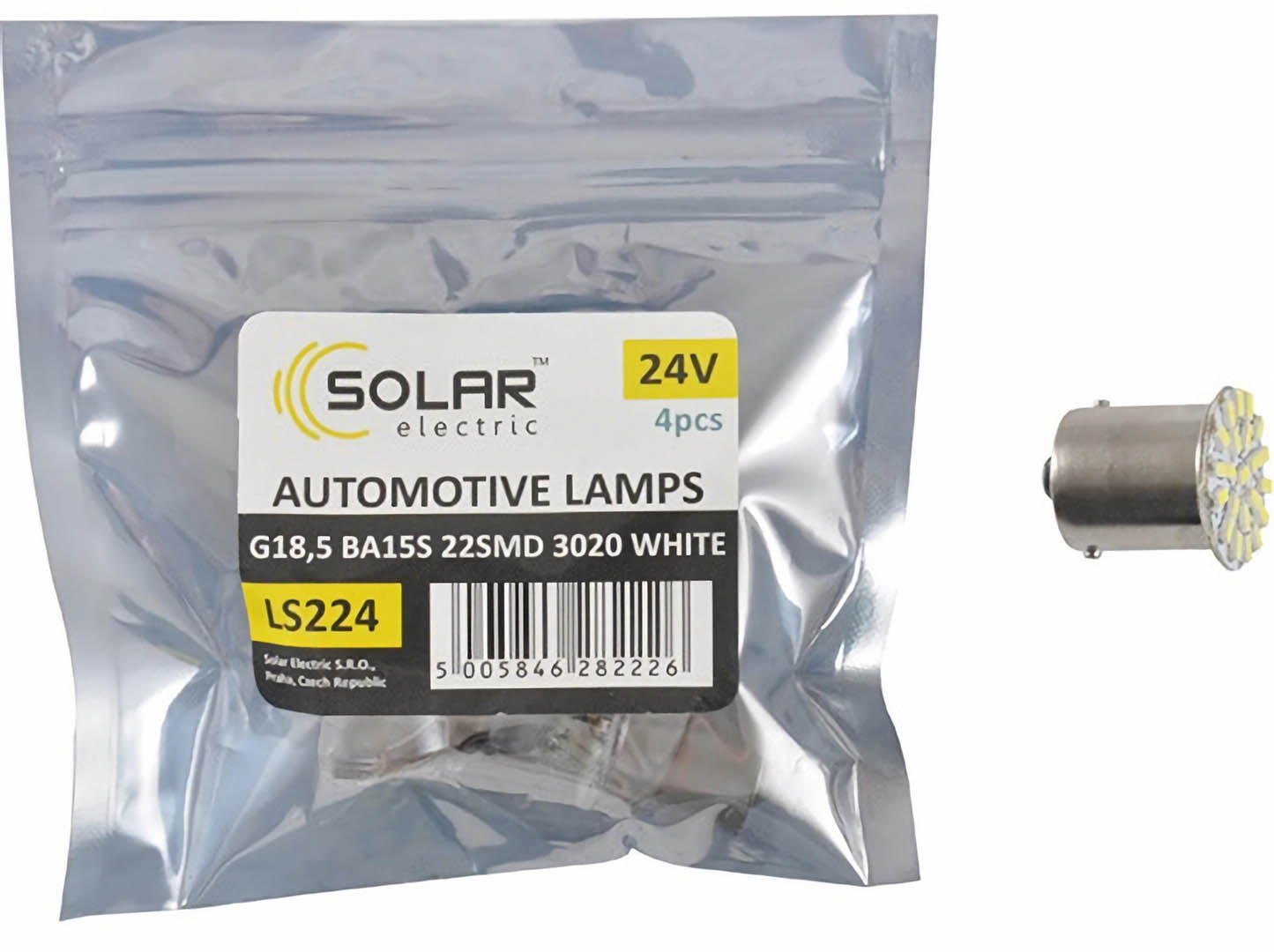 Автолампа Solar LED 24V G18.5 BA15s 22smd 3020 white 4 шт. (LS224_P)