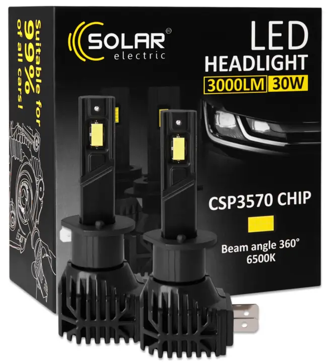 Автолампа Solar H1 12V 30W 3000Lm 6500K CSP3570 2 шт. (8401S2)