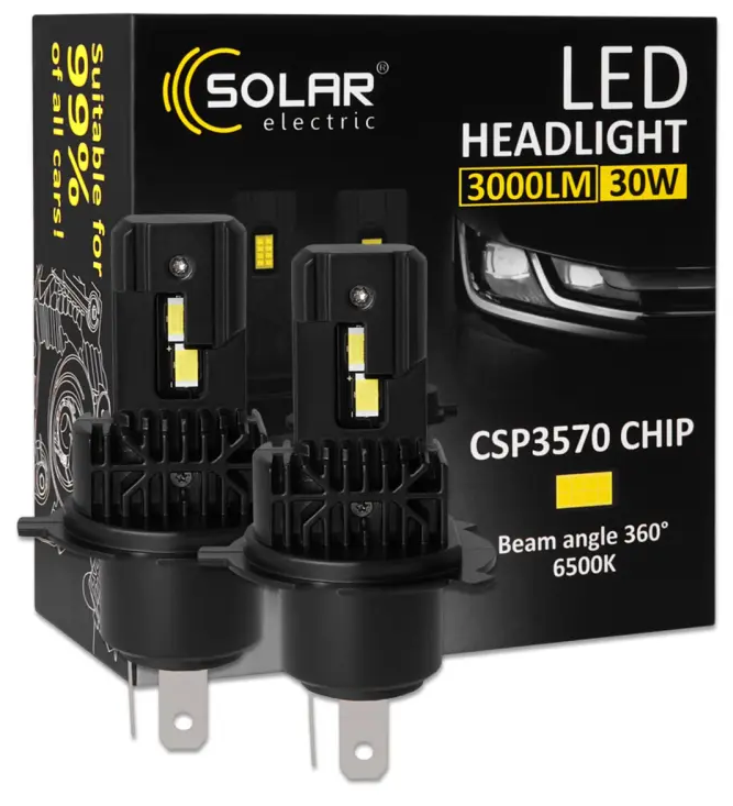 Автолампа Solar H4 12/24V 30W 3000Lm 6500K CSP3570 2 шт. (8404S2)