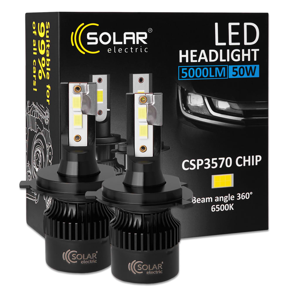 Автолампа Solar H4 12/24V 50W 5000Lm 6500K CSP3570 2 шт. (8504S2)