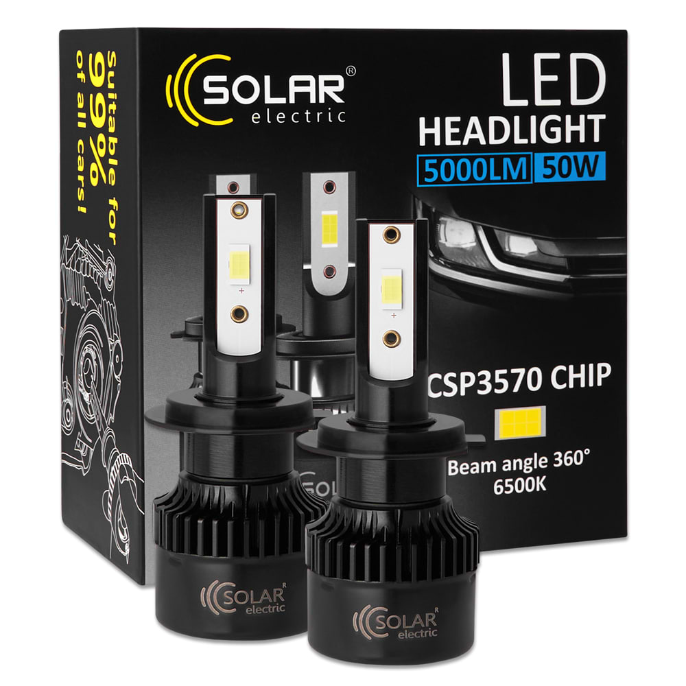 Автолампа Solar H7 12/24V 50W 5000Lm 6500K CSP3570 2 шт. (8507S2)