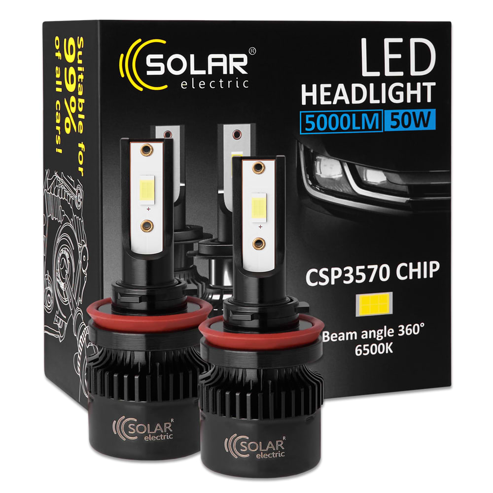 Автолампа Solar H8-H11-H16 12/24V 50W 5000Lm 6500K CSP3570 2 шт. (8511S2)