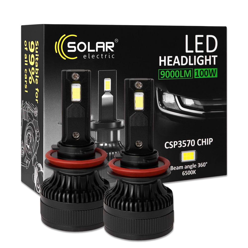 Автолампа Solar H8-H11-H16 12/24V 100W 9000Lm 6500K CSP3570 2шт. (8611S2)