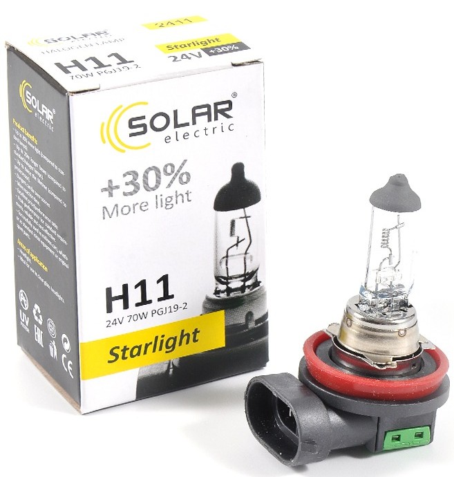 Автолампа Solar H11 24V 70W PGJ19-2 (2411)