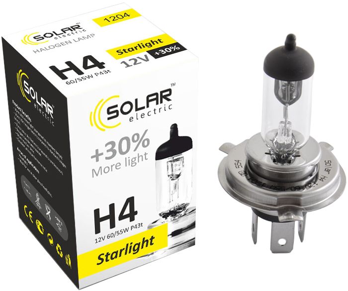 Автолампа Solar H4 12V 60/55W P43t-38 (1204)
