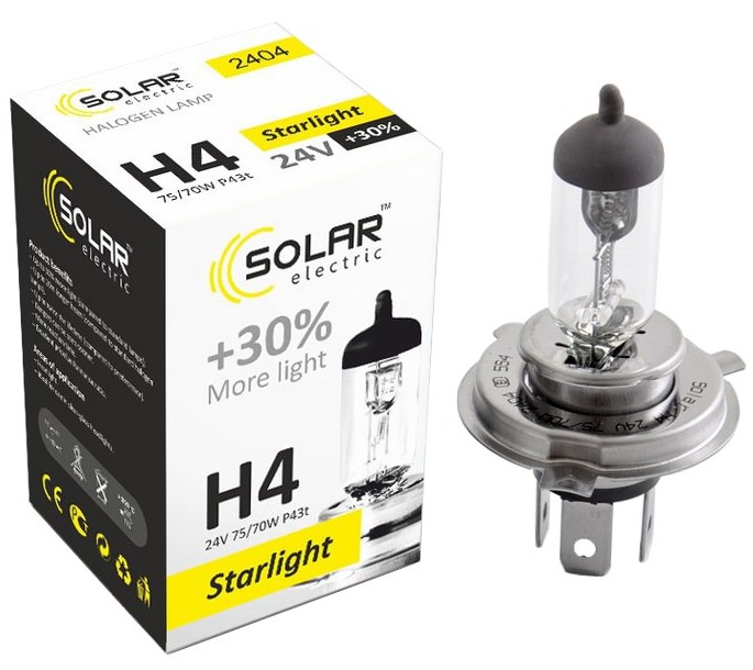 Автолампа Solar H4 24V 75/70W P43t-38 (2404)