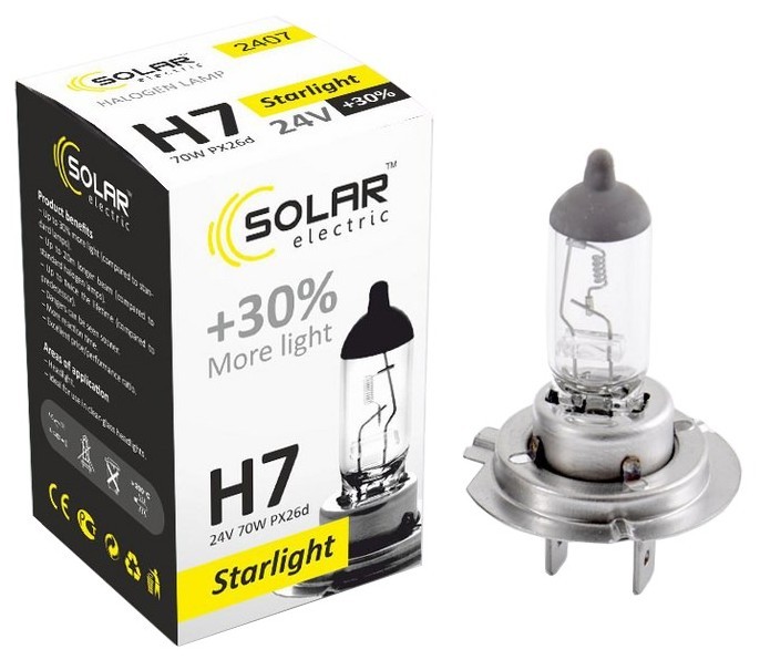 Автолампа Solar H7 24V 70W PX26d (2407)