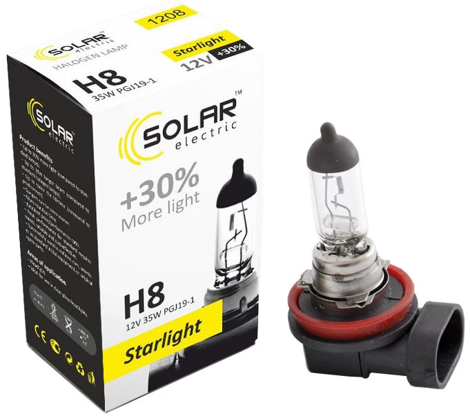 Автолампа Solar H8 12V 35W PGJ19-1 (1208)