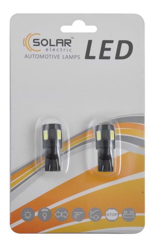 Автолампа Solar LED 12V T10 W2.1x9.5d 6SMD 5630 white 2 шт. (LS286_B2)