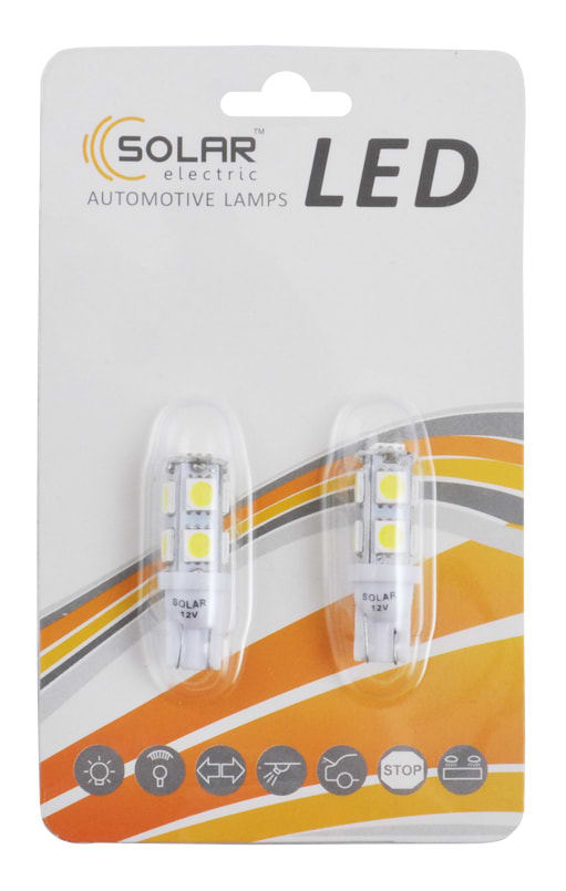 Автолампа Solar LED 12V T10 9SMD 5050 white 2 шт. (LS277_B2)