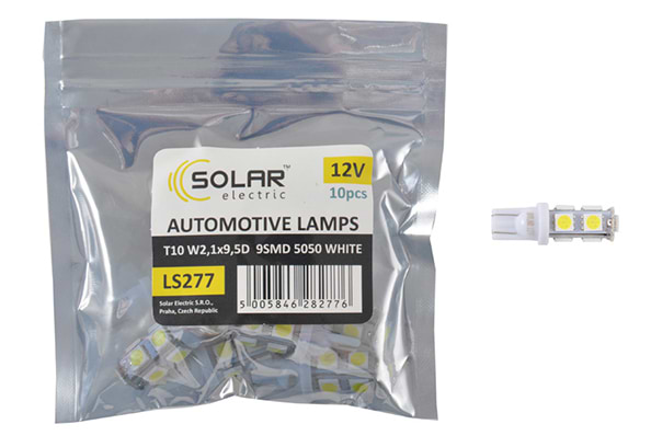 Автолампа Solar LED 12V T10 9SMD 5050 white 10 шт. (LS277_P)