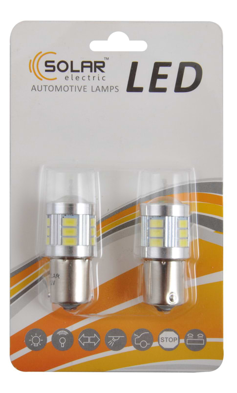 Автолампа Solar LED 12-24V S25 BA15s 18SMD 5730 120lm white 2 шт. (LS295_B2)