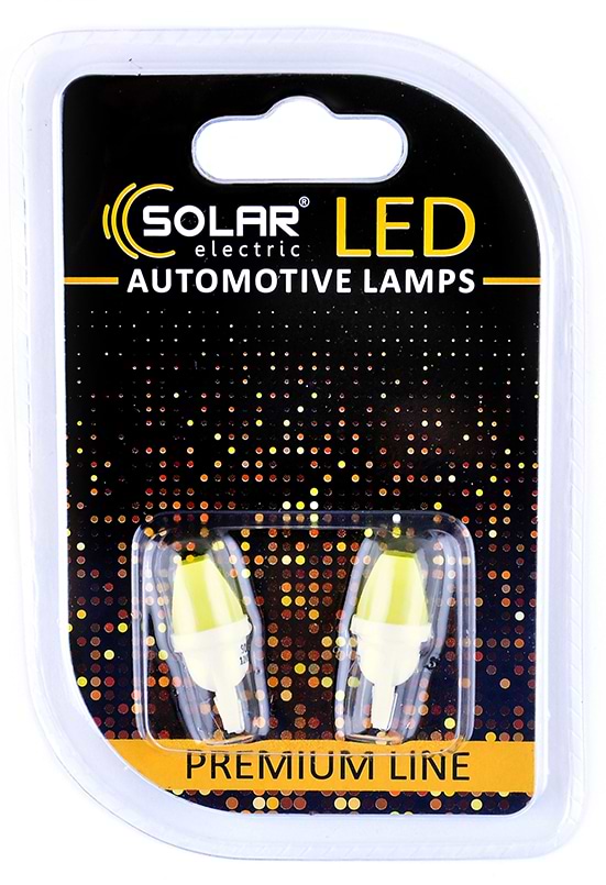 Автолампа Solar 12V T10 W2.1x9.5d 1COB white 2 шт. (SL1337)