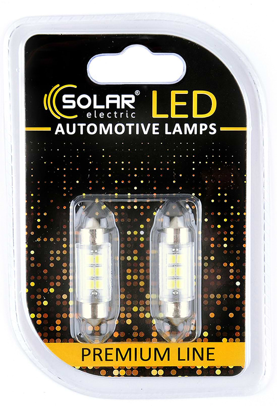 Автолампа Solar 12V SV8.5 T11x36 6SMD 2835 white 2 шт. (SL1350)