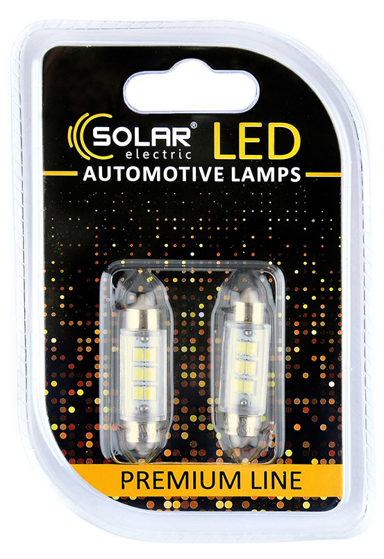 Автолампа Solar 12V SV8.5 T11x39 6SMD 2835 white 2 шт. (SL1351)