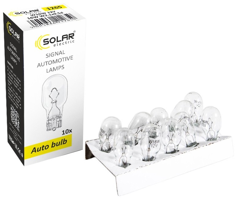 Автолампа Solar W16W 12V W2 1x9.5d (1265)