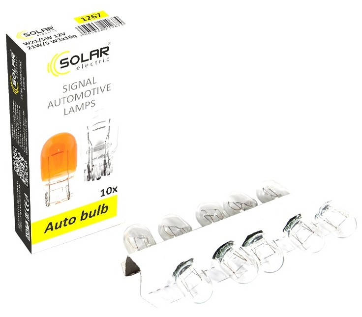 Автолампа Solar W21/5W 12V W3x16q (1267)