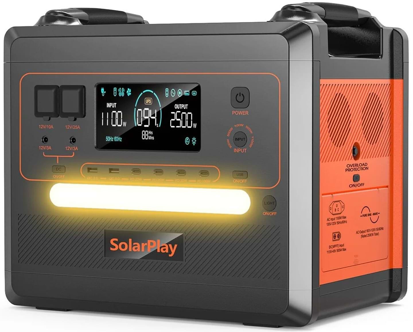 Зарядна станція універсальна SolarPlay BCQ2402M (2500W, 2304Wh) з LiFePO4-батареєю UPS Black (714941)
