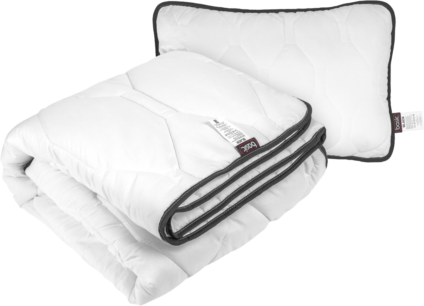 Набор одеяло полуторное + подушка Sonex демисезонное антиаллергенное волокно Basic Black 140х205 + 50х70 см (SO102532) - Фото 1