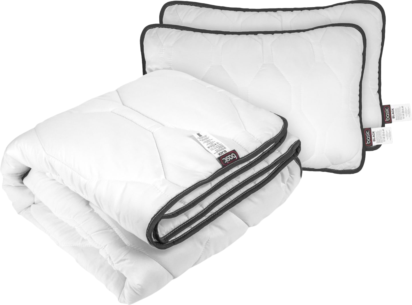 Набір ковдра євро + 2 подушки Sonex демісезонна антиалергенне волокно Basic Black 200х220 + 50х70 см 2 шт. (SO102533) - Фото 1