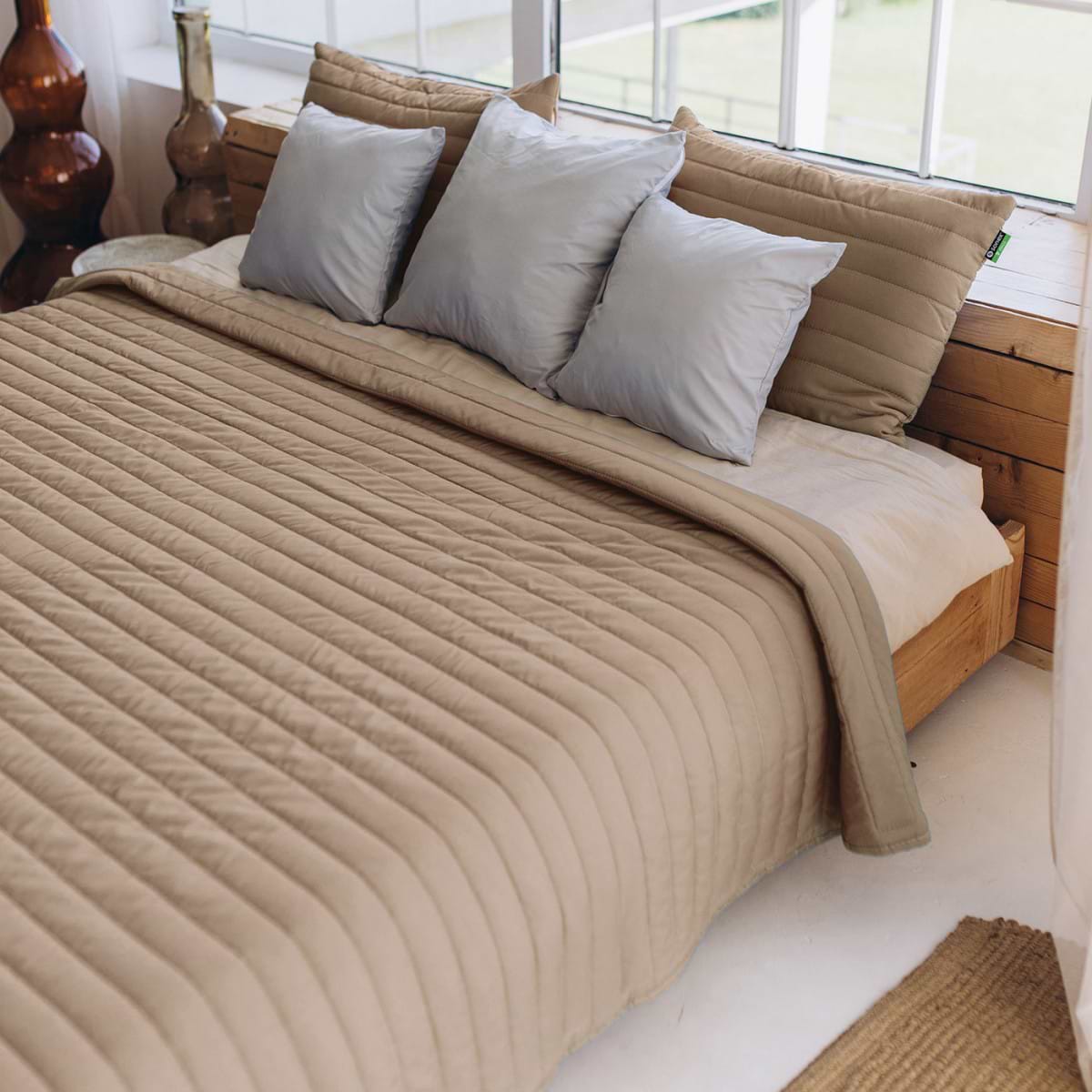 Набір покривало + наволочки євро Sonex Nassau двостороннє 220х240 + 50х70 см 2 шт. Коричневе (SO102517) - Фото 1