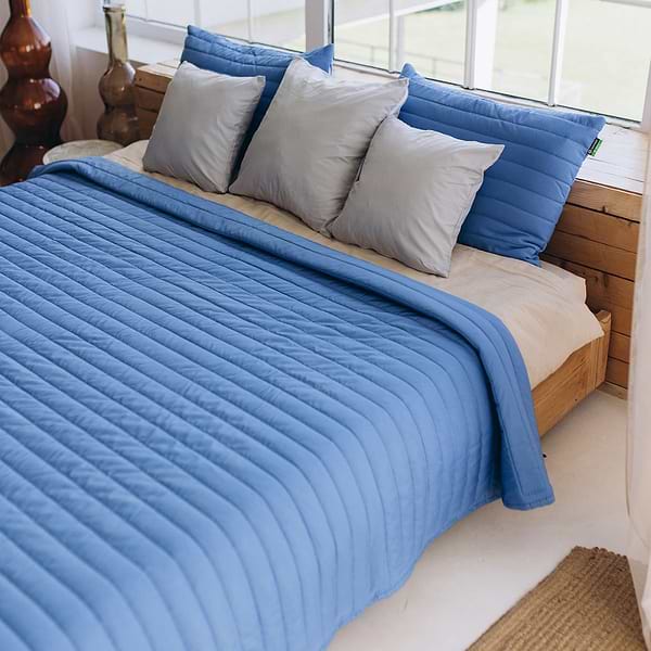 Фото - Набор покрывало + наволочки евро Sonex Nassau двухстороннее 220х240 + 50х70 см 2 шт. Синее (SO102519) Фото - Набор покрывало + наволочки евро Sonex Nassau двухстороннее 220х240 + 50х70 см 2 шт. Синее (SO102519)