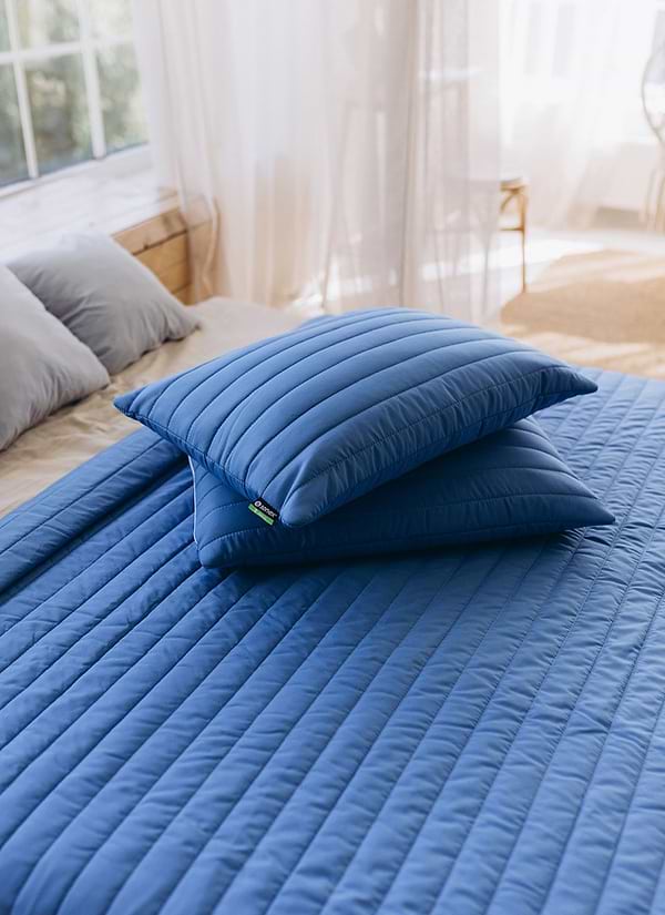 Фото - Набор покрывало + наволочки евро Sonex Nassau двухстороннее 220х240 + 50х70 см 2 шт. Синее (SO102519)