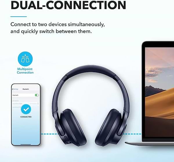 Фото - Навушники повнорозмірні бездротові Anker SoundСore Q20i Blue