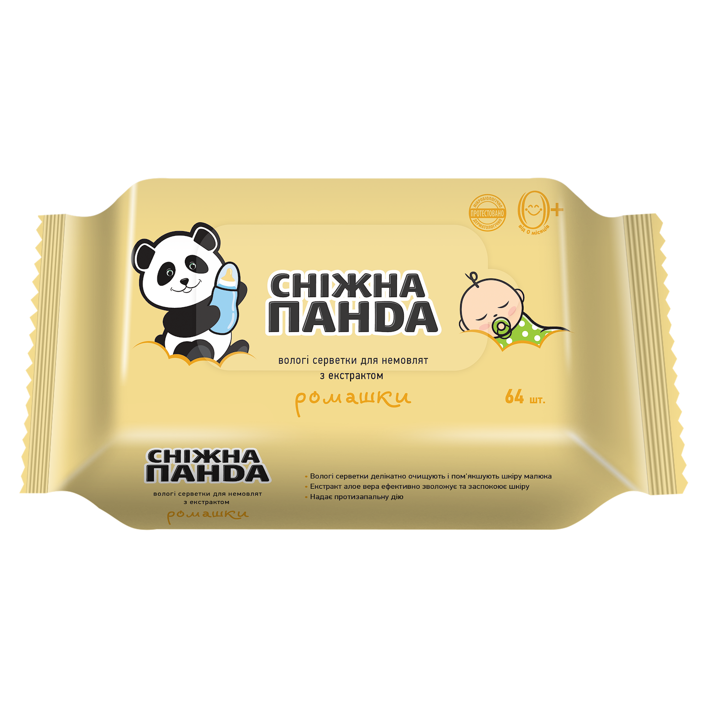 Влажные салфетки для грудничков Сніжна панда Ромашка, 64 шт. (4820144460456)