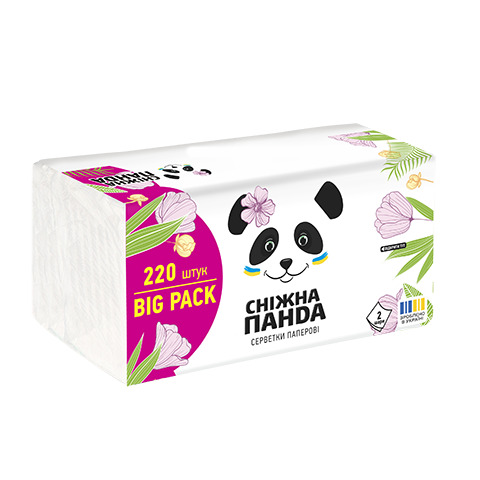 Серветки паперові Сніжна панда 2 шари 220 шт. (4820183973566)