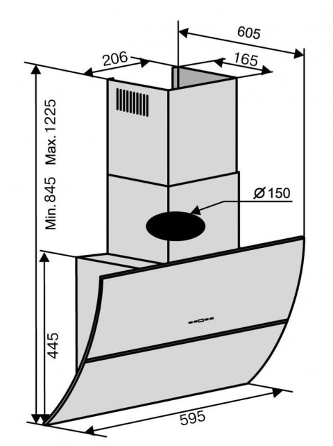 Фото - Уцінка - Витяжка декоративна Ventolux SPACE 60 BK (1200) TRC AO