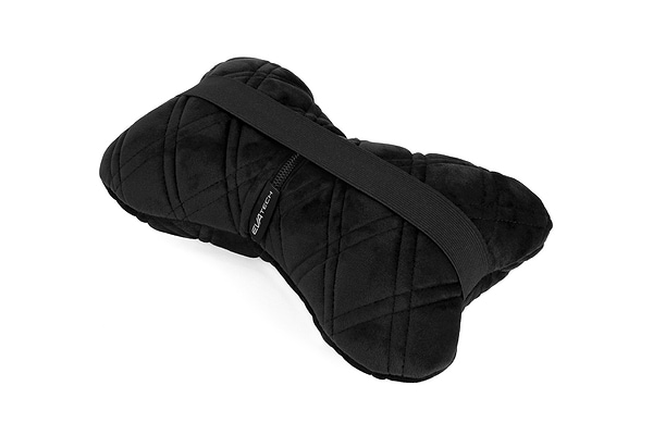 Фото - Автомобильная подушка на подголовник EVAtech из алькантары 27х16 см черная с черной нитью, большой ромб SPALHRBB