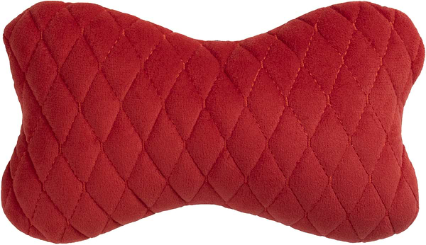 Фото - Автомобільна подушка на підголівник EVAtech з алькантари 27х16 см червона з червоною ниткою, малий ромб SPALMRRR
