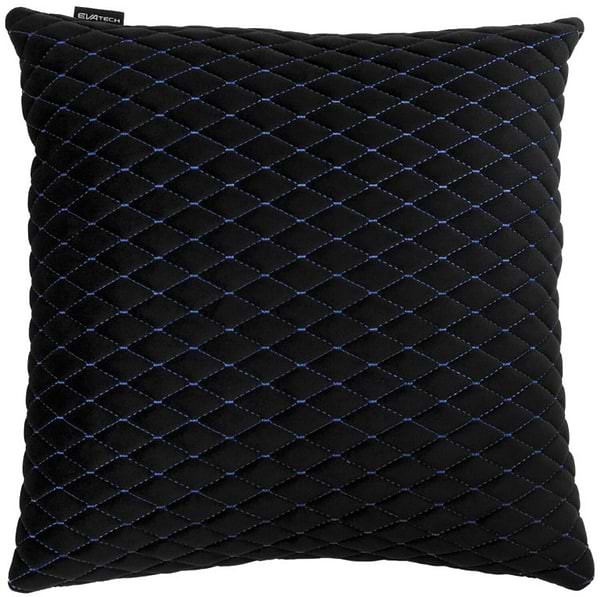 Фото - Автомобильная подушка EVAtech из алькантары 40x40 см черная с синей нитью, малый ромб SPBALMRBL