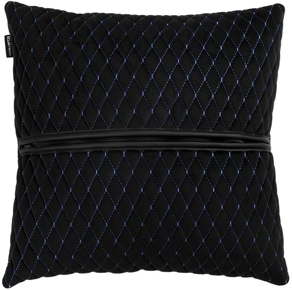 Фото - Автомобильная подушка EVAtech из алькантары 40x40 см черная с синей нитью, малый ромб SPBALMRBL