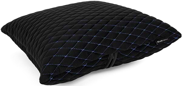 Фото - Автомобильная подушка EVAtech из алькантары 40x40 см черная с синей нитью, малый ромб SPBALMRBL