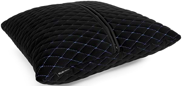 Фото - Автомобильная подушка EVAtech из алькантары 40x40 см черная с синей нитью, малый ромб SPBALMRBL