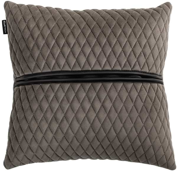 Фото - Автомобильная подушка EVAtech из алькантары 40x40 см серая с серой нитью, малый ромб SPBALMRGG