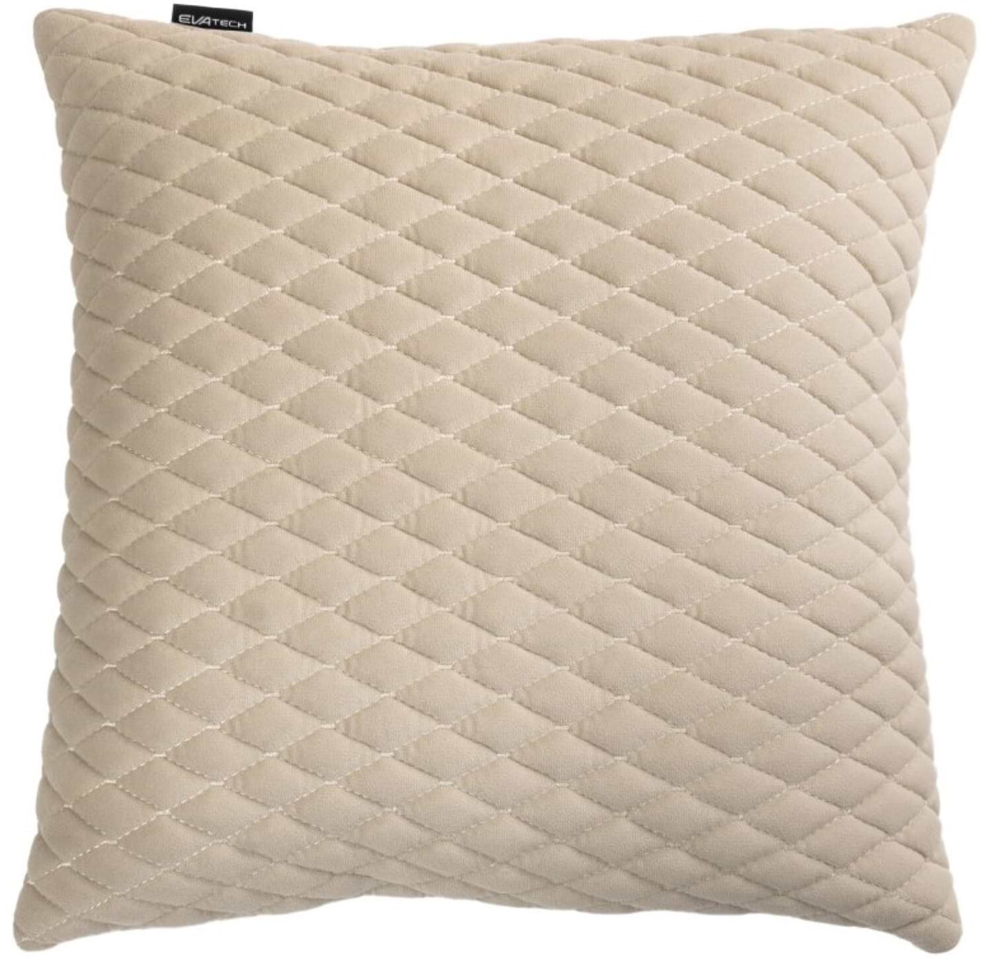 Автомобильная подушка EVAtech из алькантары 40x40 см бежевая с бежевой нитью, малый ромб SPBALMRII