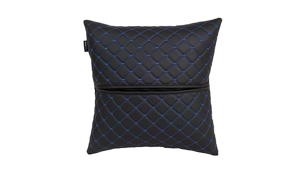 Фото - Автомобільна подушка EVAtech ECO 40x40 см Porsche чорна з синьою ниткою SPBCSBLV024