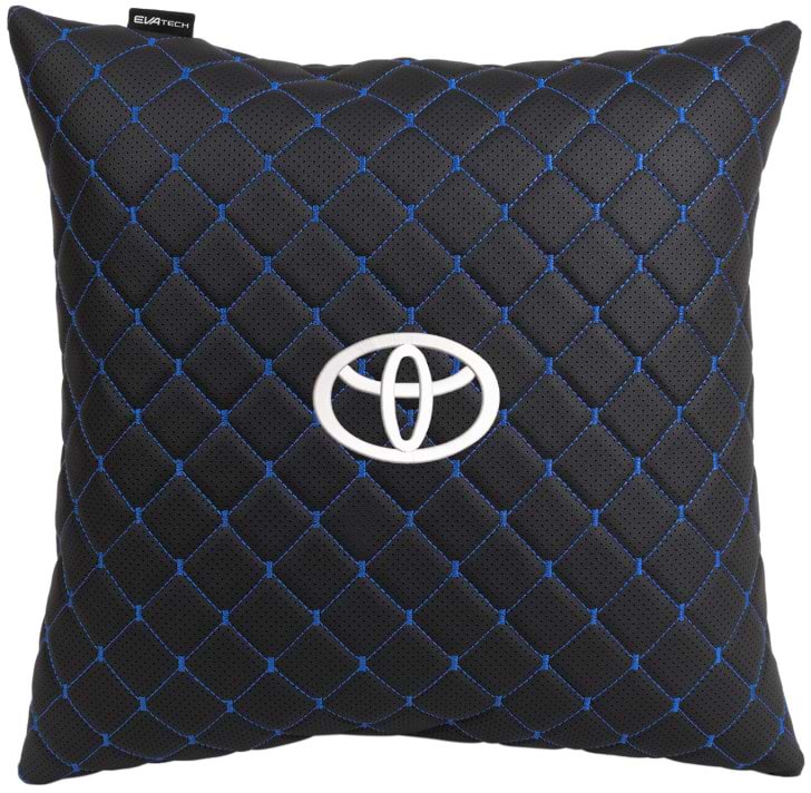 Автомобильная подушка EVAtech ECO 40x40 см Toyota черная с синей нитью SPBCSBLV030