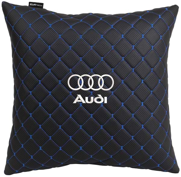 Фото - Автомобільна подушка EVAtech ECO 40x40 см Audi чорна з синьою ниткою SPBCSBLV095 Фото - Автомобільна подушка EVAtech ECO 40x40 см Audi чорна з синьою ниткою SPBCSBLV095