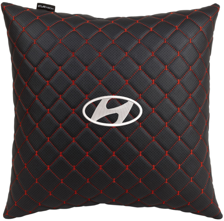 Автомобильная подушка EVAtech ECO 40x40 см Hyundai черная с красной нитью SPBCSBRV012