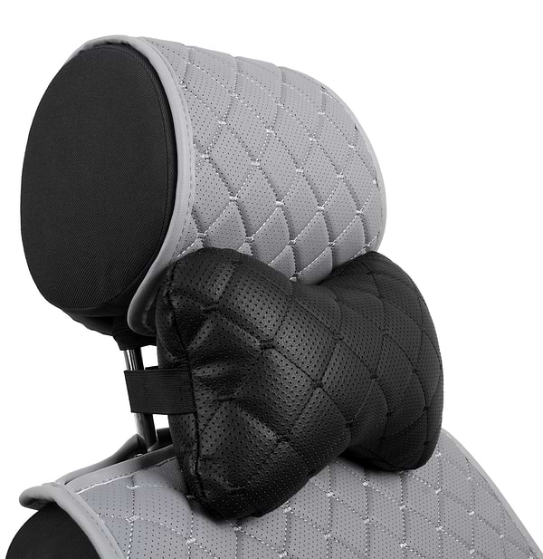 Фото - Автомобильная подушка на подголовник EVAtech ECO 27х16 см черная с черной нитью SPCRBB