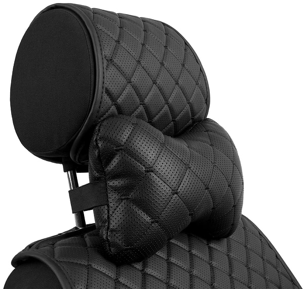 Фото - Автомобильная подушка на подголовник EVAtech ECO 27х16 см черная с черной нитью SPCRBB