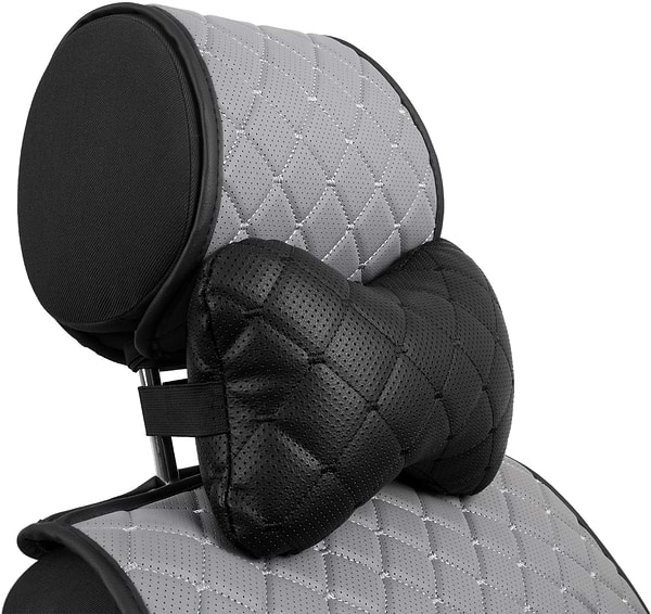 Фото - Автомобильная подушка на подголовник EVAtech ECO 27х16 см черная с черной нитью SPCRBB