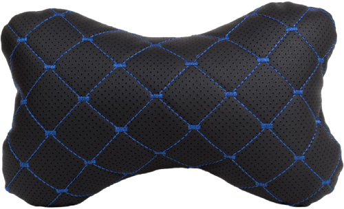 Автомобільна подушка на підголівник EVAtech ECO 27х16 см чорна з синьою ниткою SPCRBL