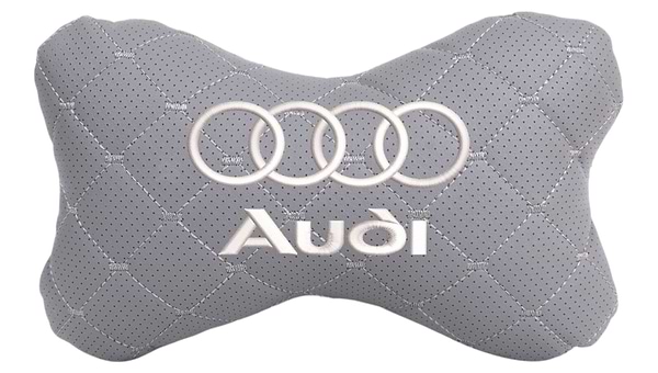 Фото - Автомобильная подушка на подголовник EVAtech ECO 27х16 см Audi серая с серой нитью SPCRGGV095 Фото - Автомобильная подушка на подголовник EVAtech ECO 27х16 см Audi серая с серой нитью SPCRGGV095